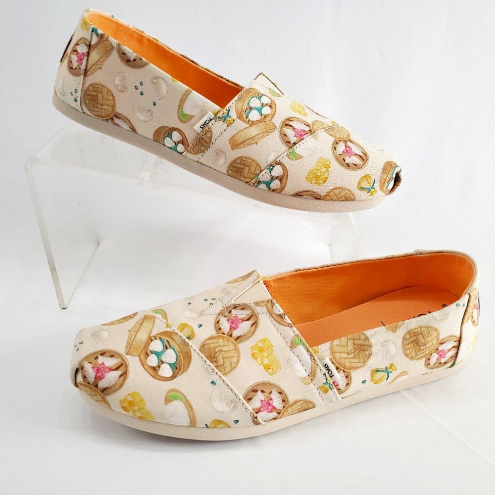 TOMS Dumplings Print Canvas Womens Alpargata Slip On Shoes Size 8.5